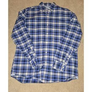 IZOD Saltwater Long Sleeve Button Down Shirt Mens Size Medium Blue Plaid